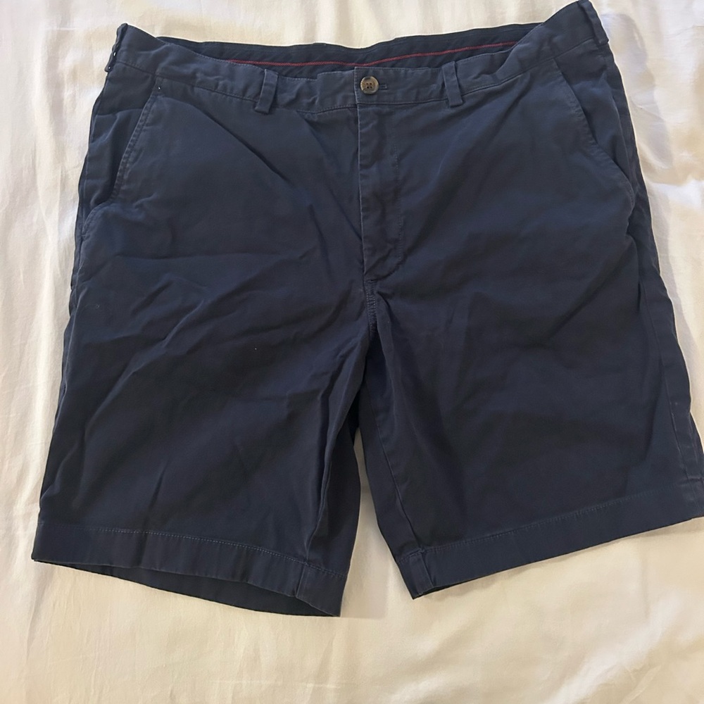 Brooks Brothers Navy Flat-Front Cotton Shorts